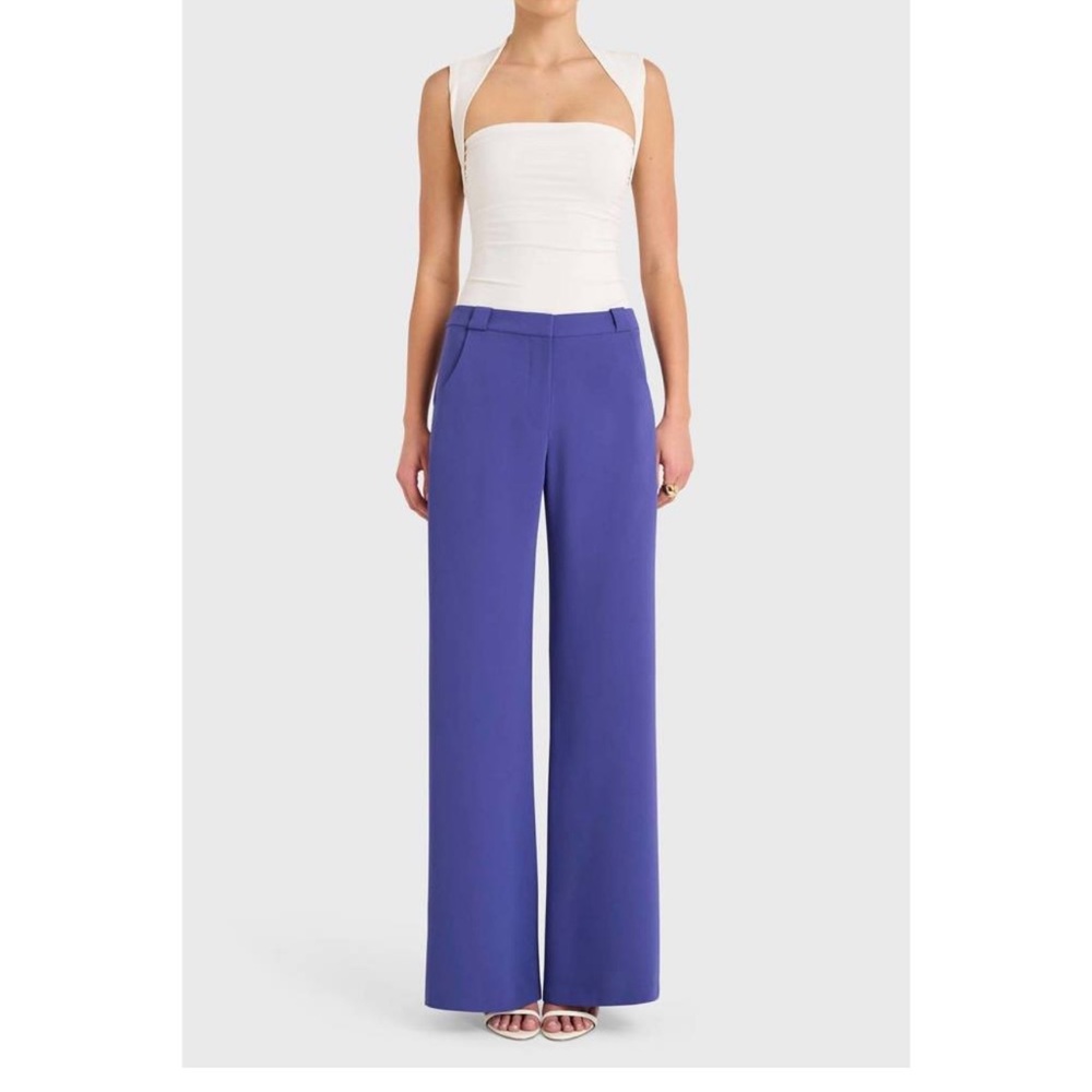 Amanda Uprichard Saddler Black Pleated Wide Leg Classic Pants, Size Small